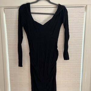 ASOS Black MATERNITY Dress - US6 - Long Sleeve, Sweetheart Neckline, Midi Length